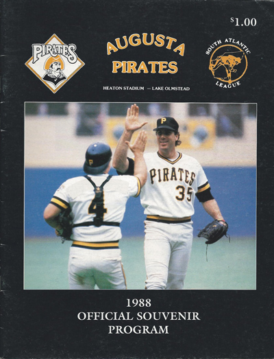 1988 August Pirates baseball program from the South Atlantic League
