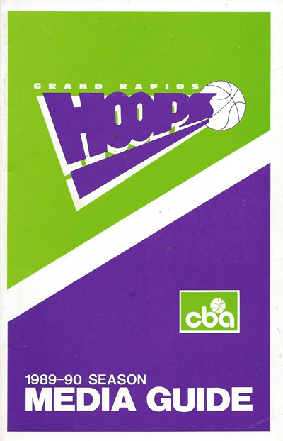 1989-90 Grand Rapids Hoops Media Guide from the Continental Basketball Association