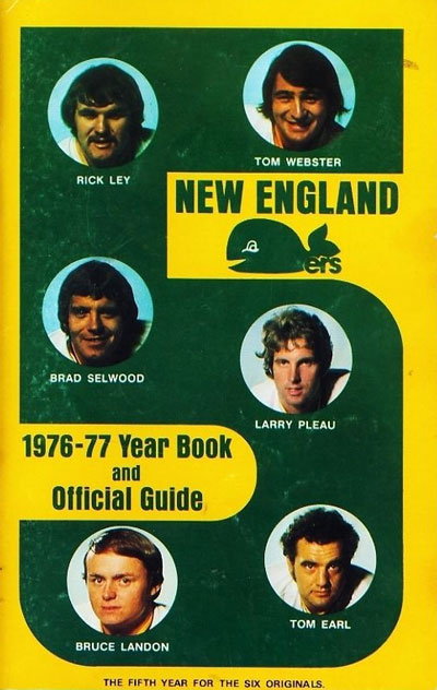 1976-77 New England Whalers Media Guide from the World Hockey Association