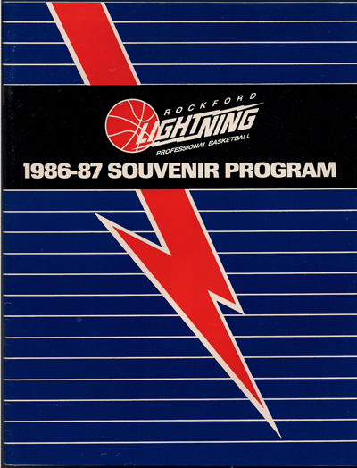 1986-87 Rockford Lightning Program from the Continental Basketball Association