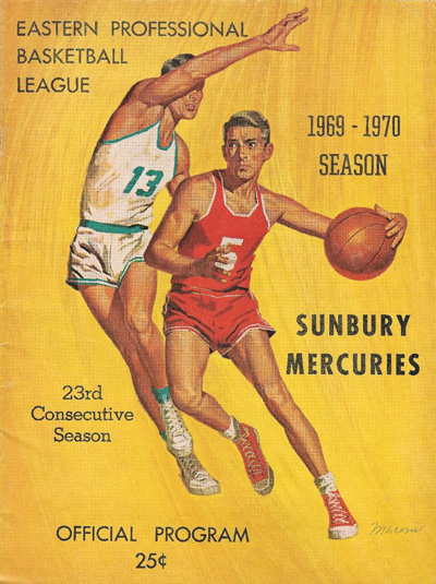 1969-70 Sunbury Mercuries Program from the Eastern Professional Basketball League