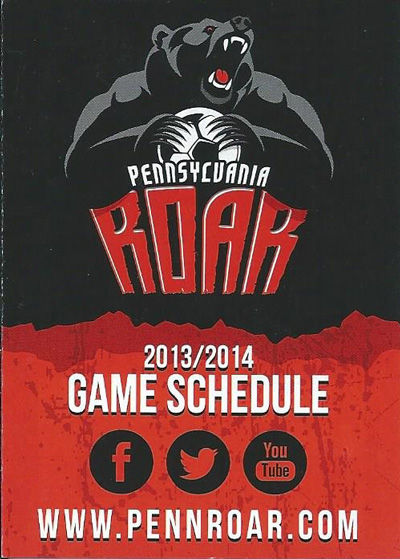 2013-14 Pennsylvania Roar Pocket Schedule from the Major Indoor Soccer League