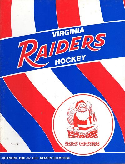 1982-83 Virginia Raiders program from the Atlantic Coast Hockey League