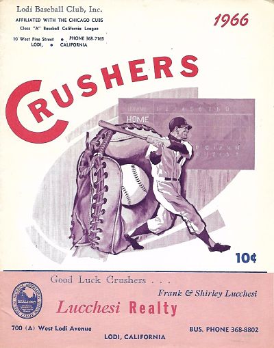 1966 Lodi Crushers baseball program from the California League