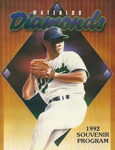 1992 Waterloo Diamonds baseball program from the Midwest League