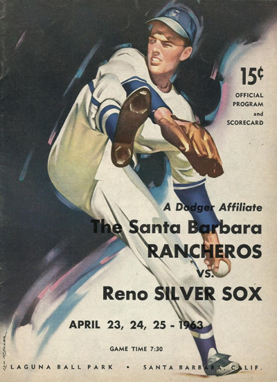 1963 Santa Barbara Rancheros baseball program from the California League