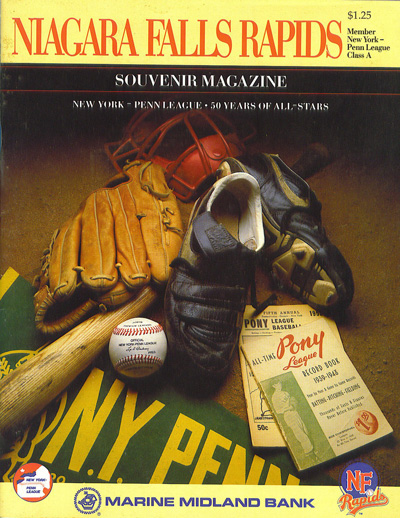 1989 Niagara Falls Rapids baseball program from the New York-Penn League