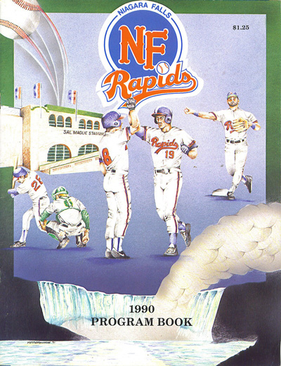 1990 Niagara Falls Rapids baseball program from the New York-Penn League