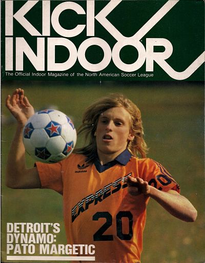 Pato Margetic of the Detroit Express on the cover of a 1980 Calgary Boomers program from the North American Soccer League