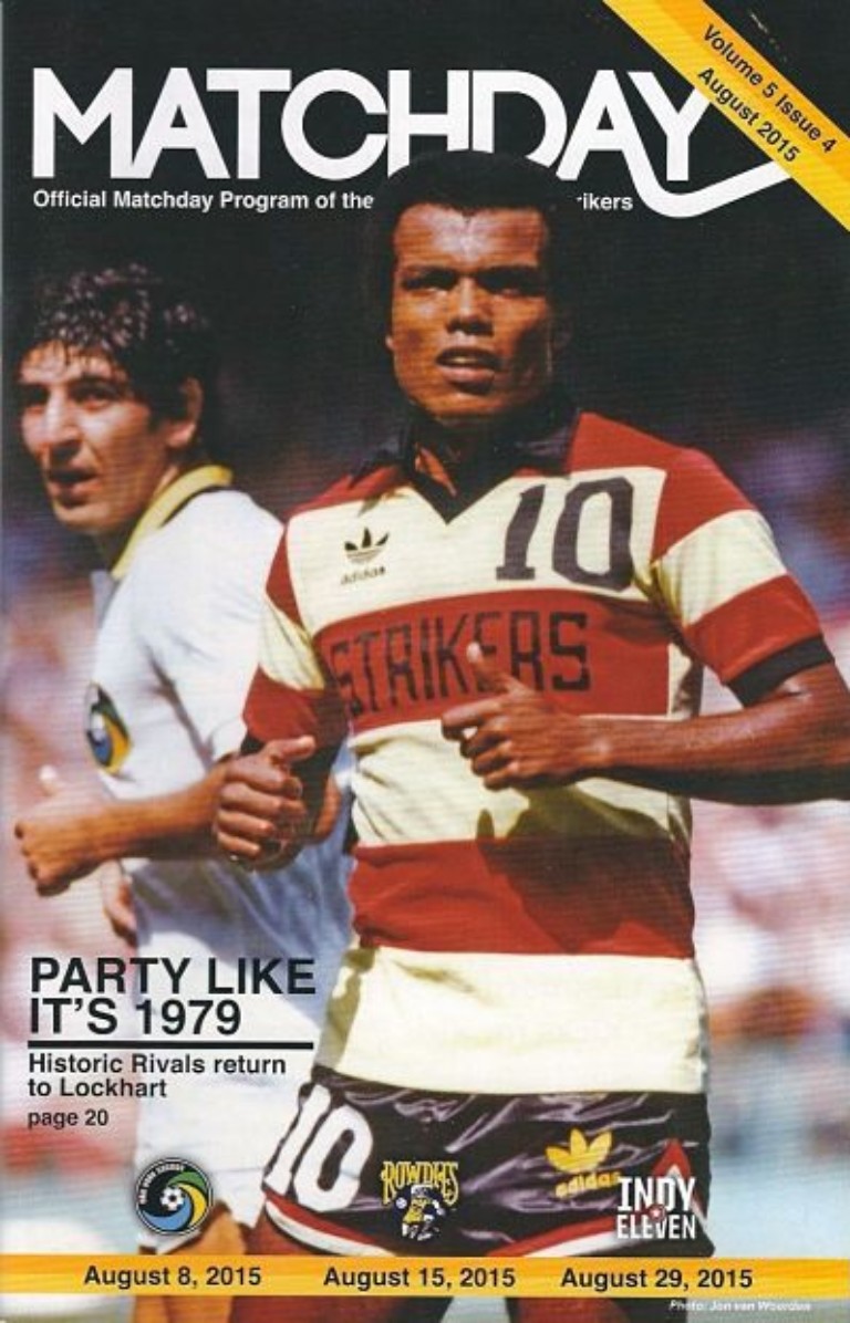 Teofilo Cubillas on the cover of a 2015 Fort Lauderdale Strikers Program from the North American Soccer League