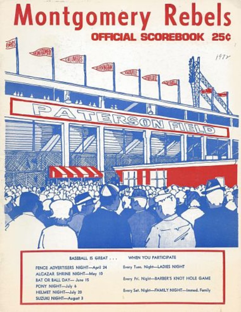 1972 Montgomery Rebels baseball program from the Southern League