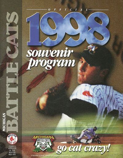 1998 Michigan Battle Cats baseball program from the Midwest League