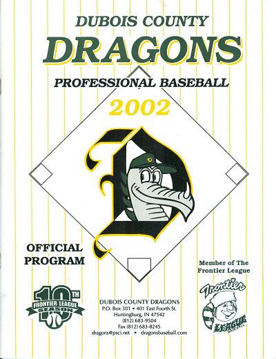 2002 Dubois County Dragons baseball program from the Frontier League