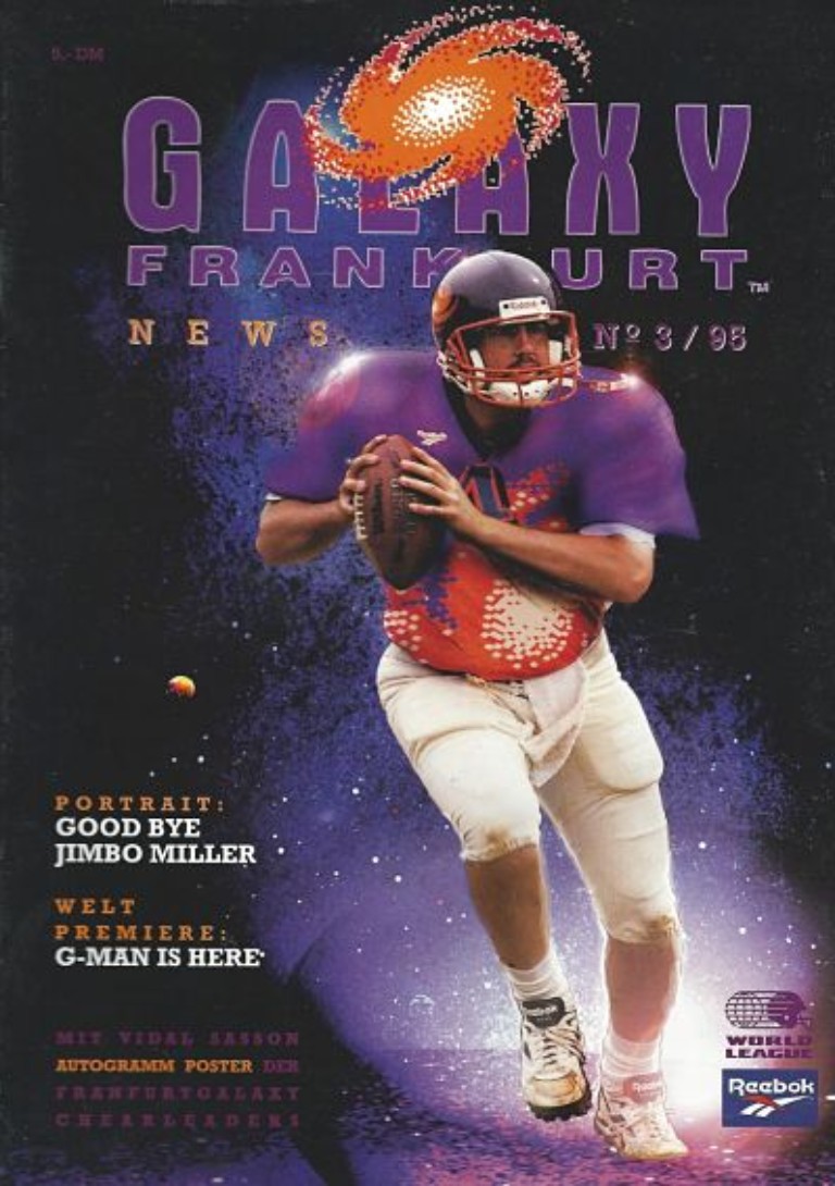 Quarterback Jim Miller on the cover of a 1995 Frankfurt Galaxy program from the World League