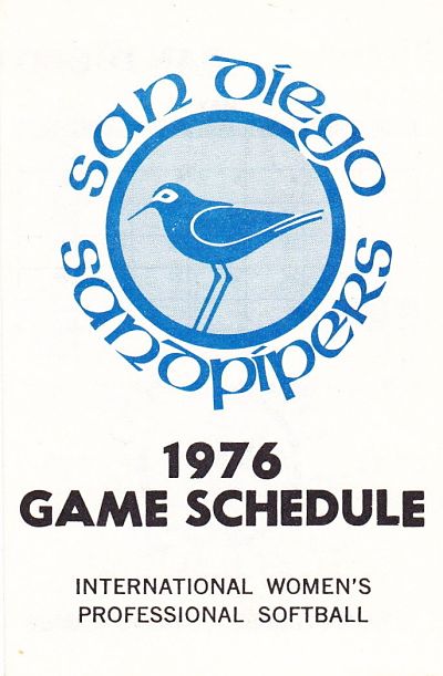 1976 San Diego Sandpipers Pocket Schedule from the International Women's Professional Softball Association