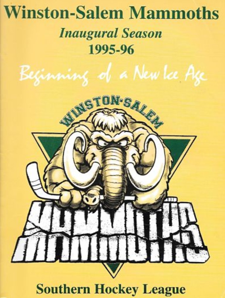 1995-96 Winston-Salem Mammoths program from the Southern Hockey League