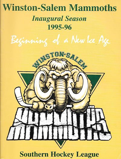 1995-96 Winston-Salem Mammoths program from the Southern Hockey League