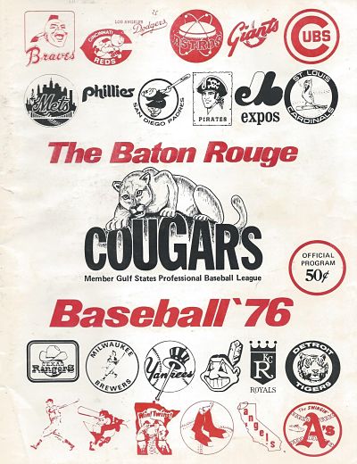 1976 Baton Rouge Cougars baseball program from the Gulf States League