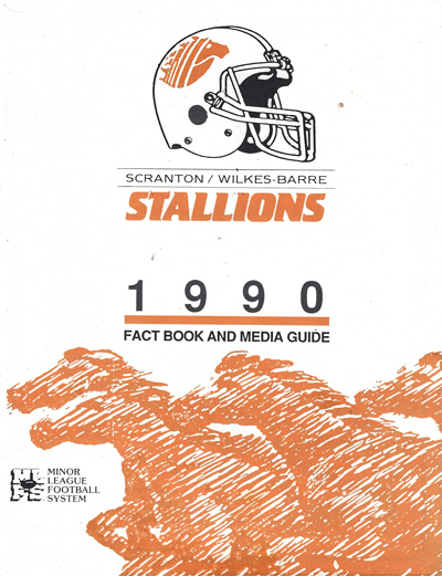 1990 Scranton/Wilkes-Barre Stallions Media Guide from the Minor League Football System