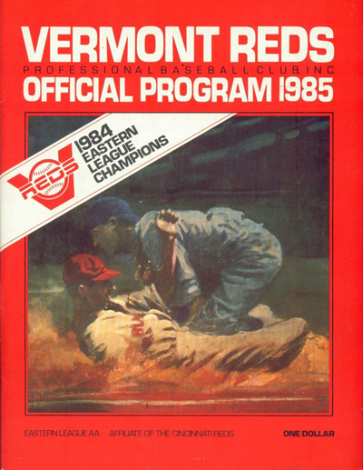 1985 Vermont Reds baseball program from the Eastern League