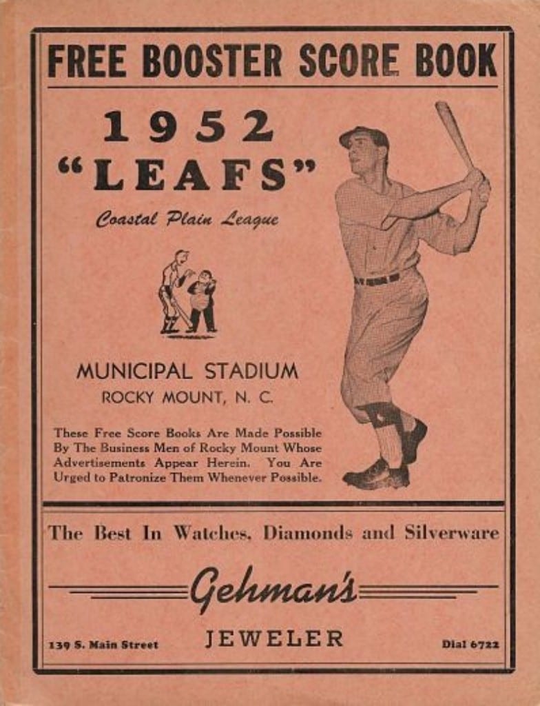 1952 Rocky Mount Leafs Program