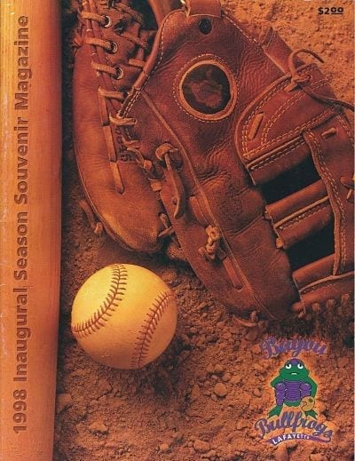 1998 Bayou Bullfrogs baseball program from the Texas-Louisiana League