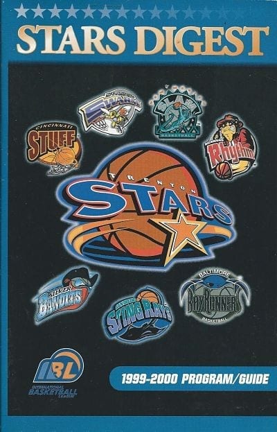 1999-00 Trenton Shooting Stars program from the International Basketball League