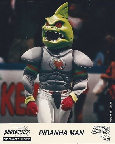 Anaheim Piranhas Mascot Piranha Man from the Arena Football League in 1996