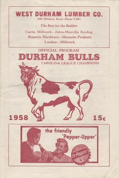 1958 Durham Bulls Program
