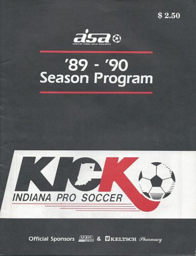 1989-90 Indiana Kick Program from the American Indoor Soccer Association