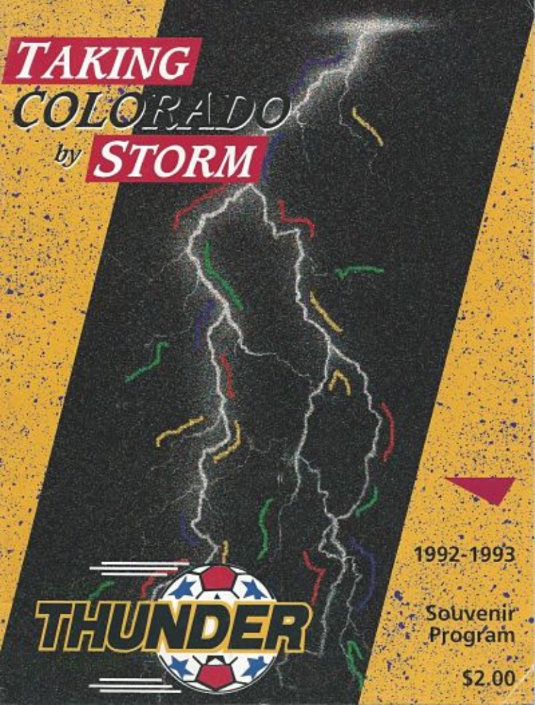 1992-93 Denver Thunder program from the National Professional Soccer League