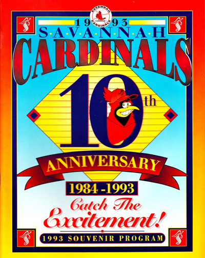 1993 Savannah Cardinals baseball program from the South Atlantic League