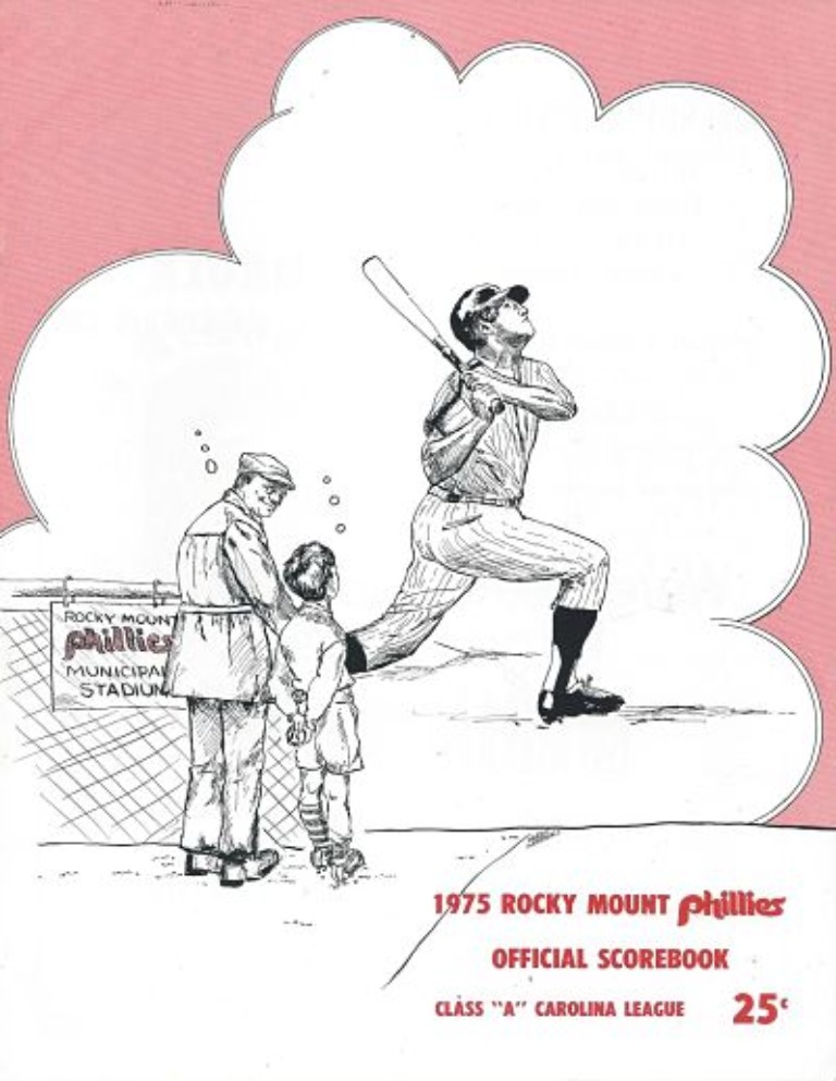 1975 Rocky Mount Phillies baseball program from the Carolina League