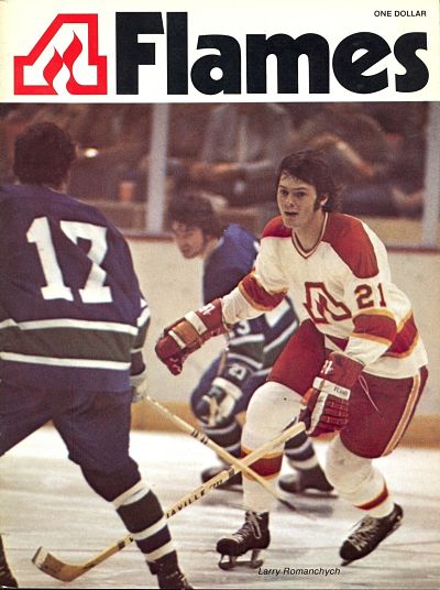 Larry Romanchych on the cover of a 1974 Atlanta Flames program from the National Hockey League