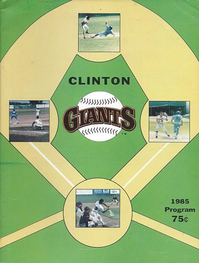 1985 Clinton Giants baseball program from the Midwest League