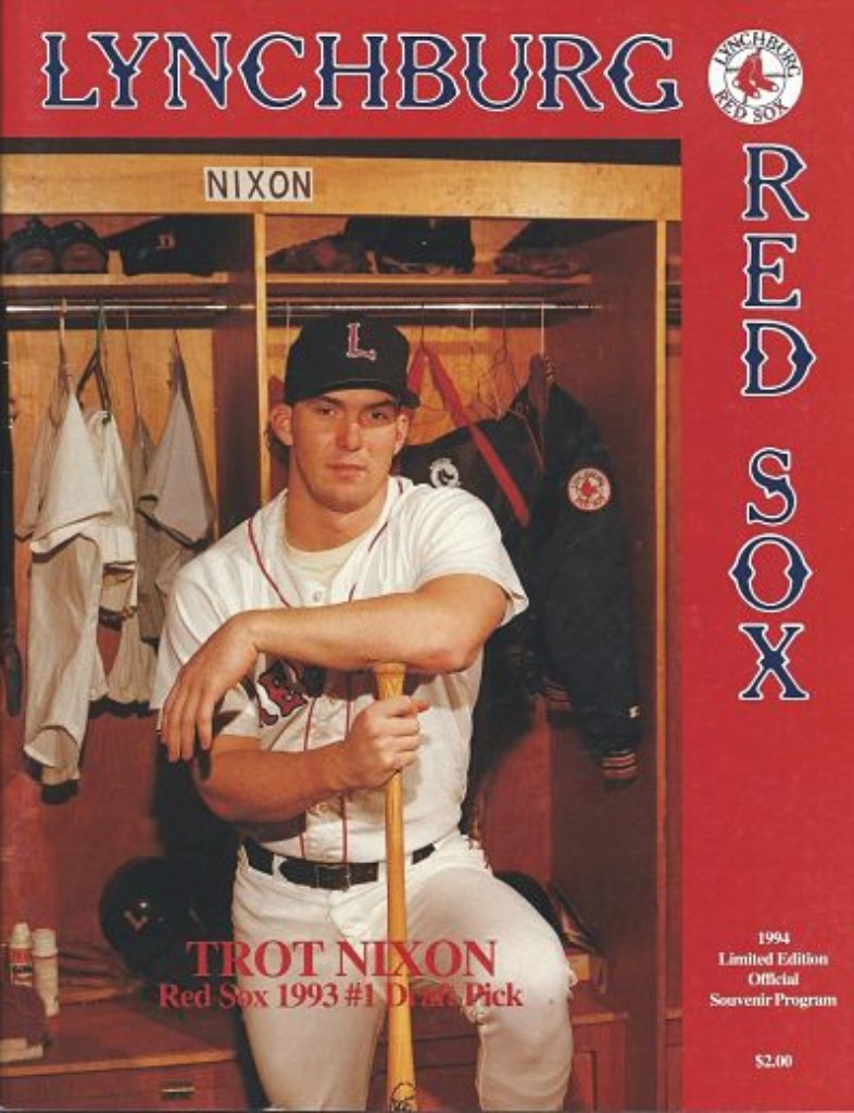 Trot Nixon on the cover of a 1994 Lynchburg Red Sox program from the Carolina League
