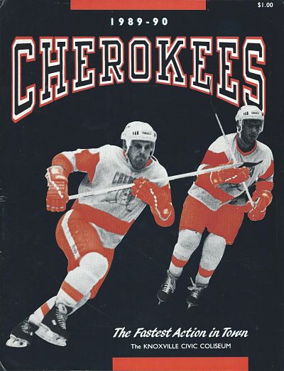 1989-90 Knoxville Cherokees program from the East Coast Hockey League