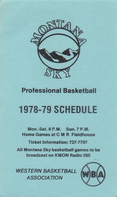 1978 Montana Sky pocket schedule from the Western Basketball Association