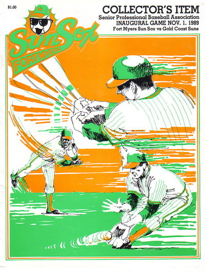 1989 Fort Myers Sun Sox program from the Senior Professional Baseball Association