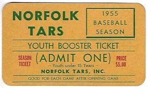 1955 Norfolk Tars Baseball Ticket