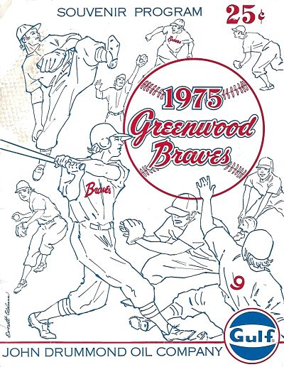 1975 Greenwood Braves baseball program from the Western Carolinas League