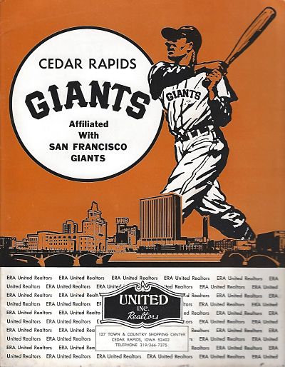 1975 Cedar Rapids Giants Baseball Program from the Midwest League
