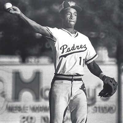 Shortstop Ozzie Smith of the Walla Walla Padres takes infield practice in 1977
