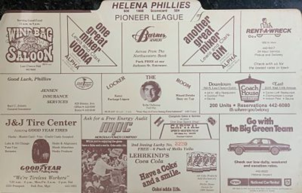 1980 Helena Phillies Scorecard