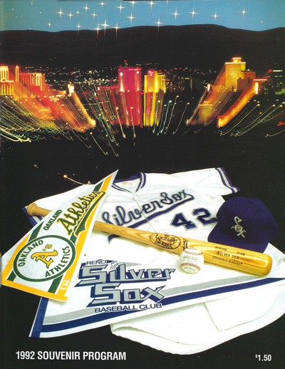 1992 Reno Silver Sox Baseball Program from the California League