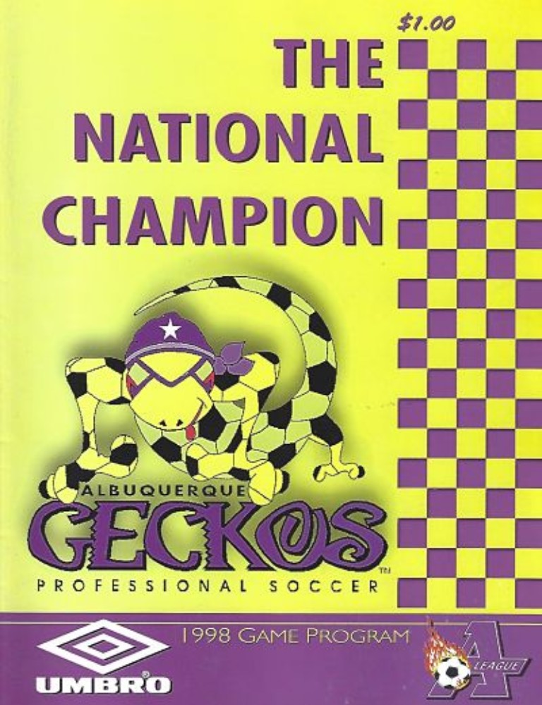 1998 Albuquerque Geckos soccer program from the A-League