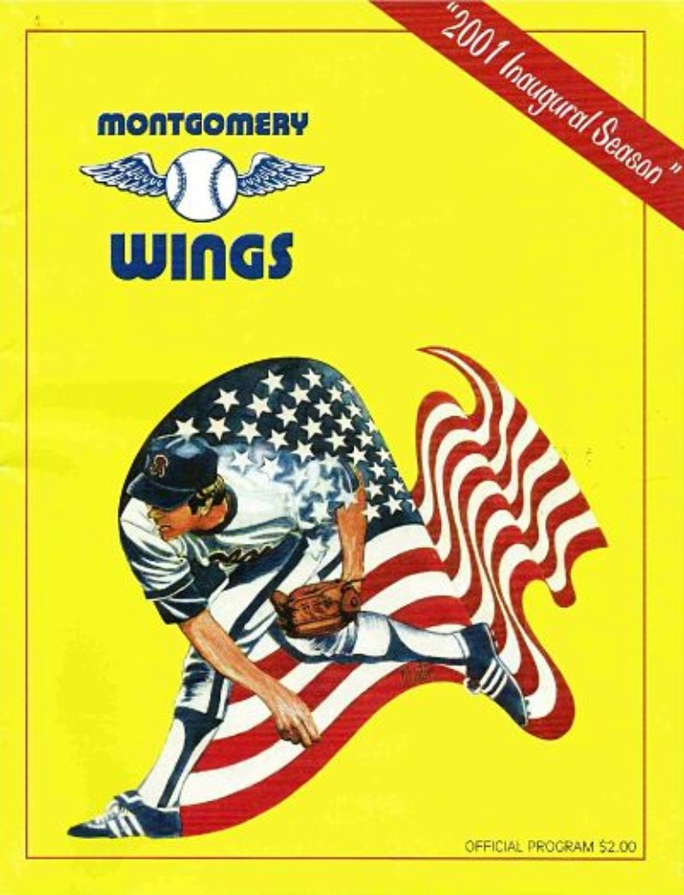 2001 Montgomery Wings baseball program from the All-American Association