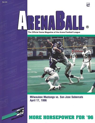 1996 Milwaukee Mustangs program from the Arena Football League