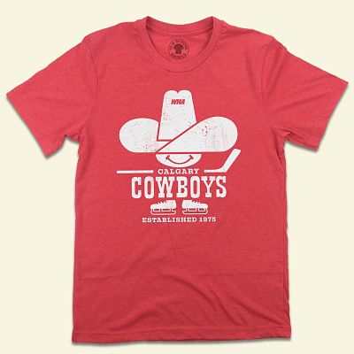 Calgary Cowboys World Hockey Association Red Logo T-Shirt