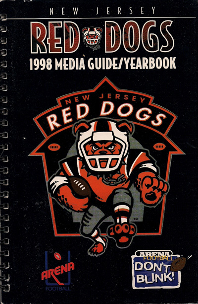 1998 New Jersey Red Dogs Media Guide from the Arena Football League